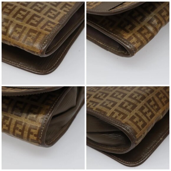 FENDI Zucchino Canvas Shoulder Bag Beige Auth 104456 - Picture 16 of 16